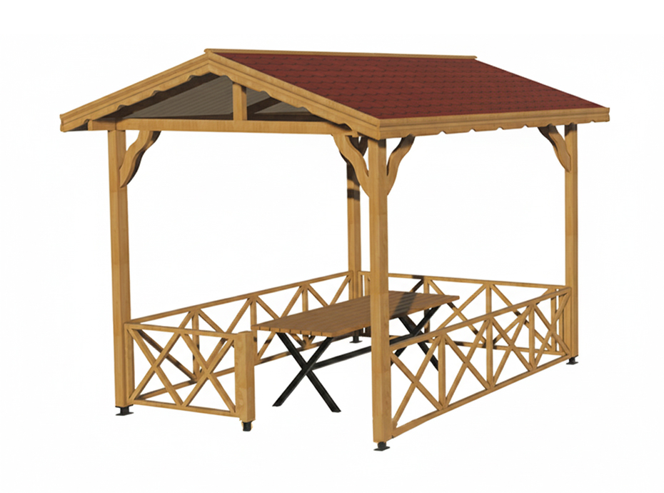 02 - 70119 Ahşap Ekonomik Mini Gazebo 250(L)x300(W)x310(H)