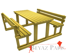 02 - 70520 Piknik Masası (Ahşap Masa) 195(L)x180(W)x80(H)