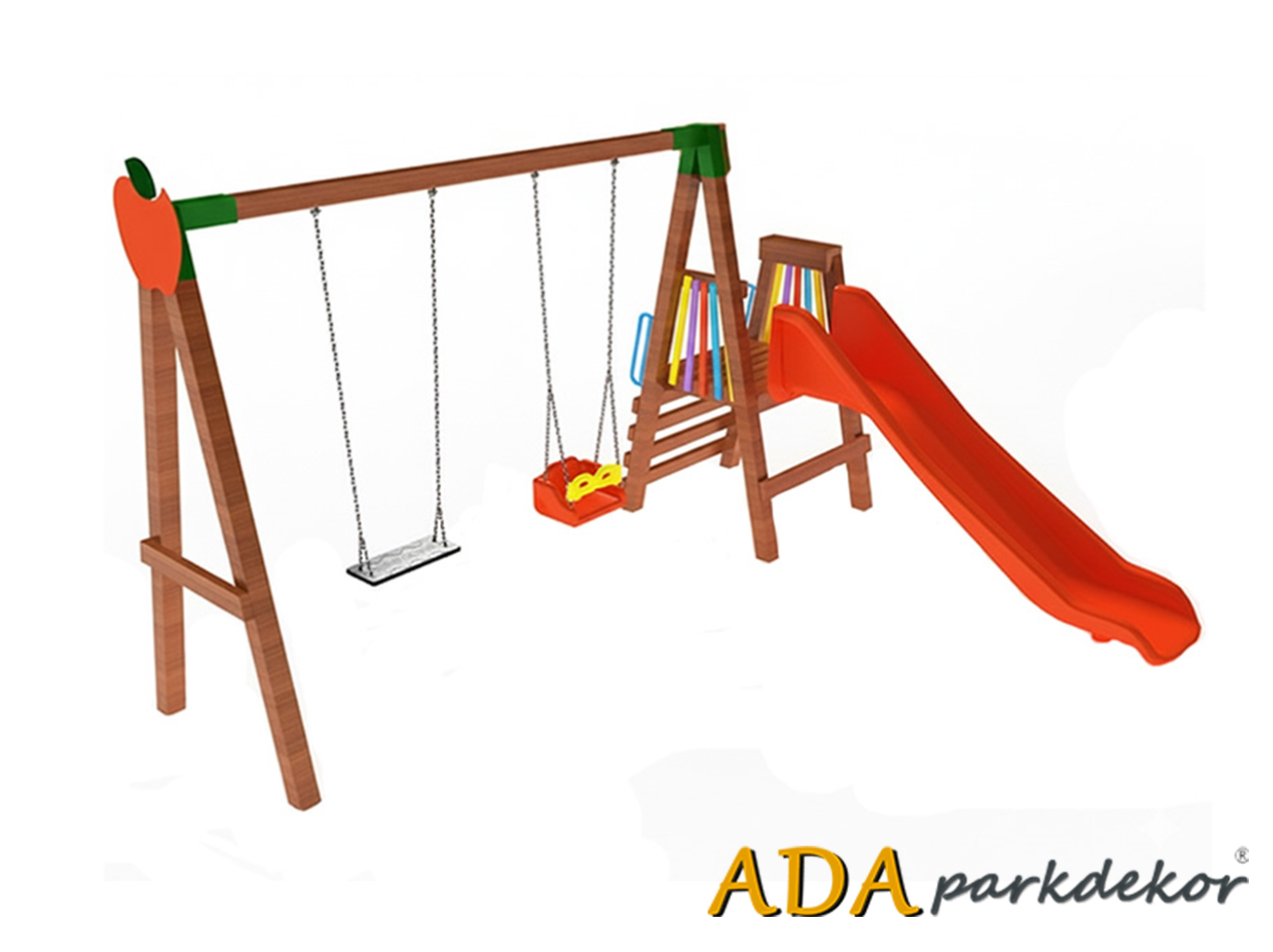 30672 İkili Salıncaklı Kaydırak Seti