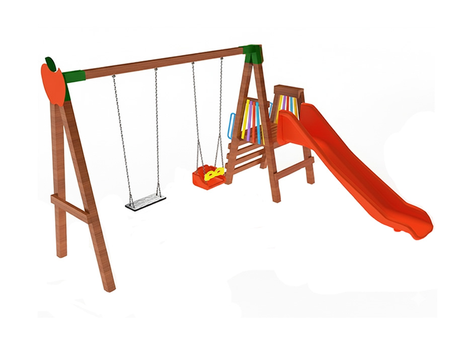 30672 İkili Salıncaklı Kaydırak Seti