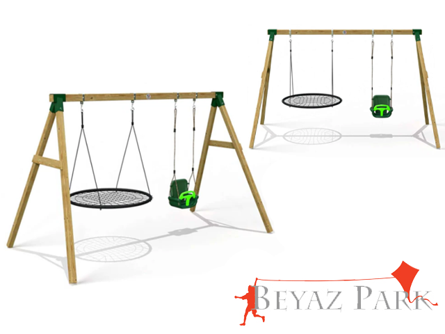 05 - 30615 - Ekonomik Ahşap Kuluçka Salıncak Seti İkili