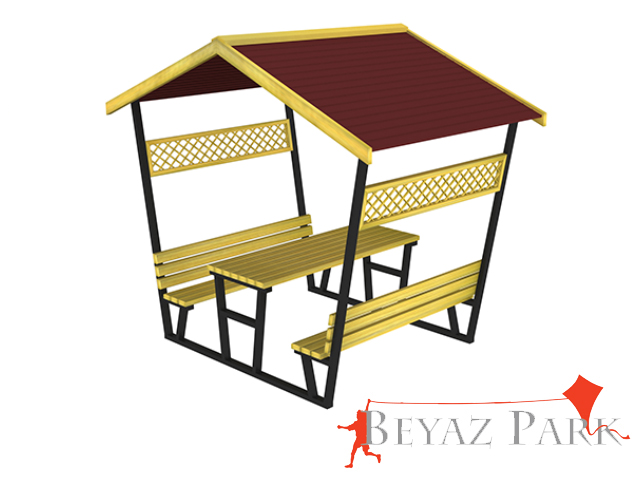 07 - 70433 Çatılı Piknik Masası (Metal) 295(L)x180(W)x282(H)