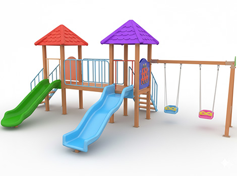 Ahşap Seri Çocuk Oyun Parkı - Park 05