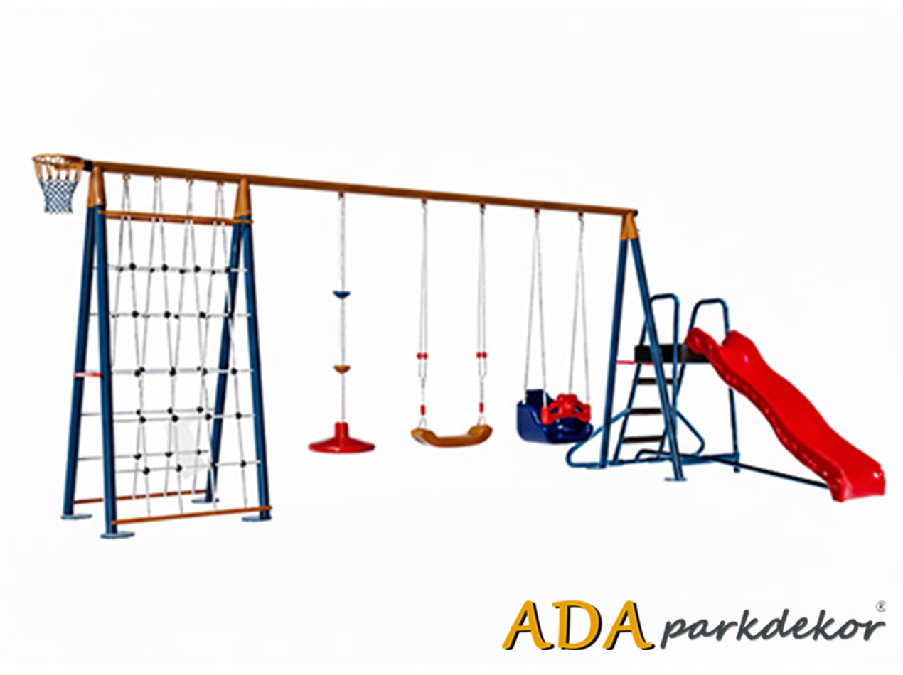 30723 - İp Tırmanmalı Çoklu Bahçe Kaydırak Salıncak Seti