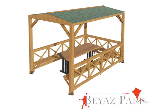 01 - 70107 Ahşap Ekonomik Mini Gazebo 200(L)x300(W)x250(H)