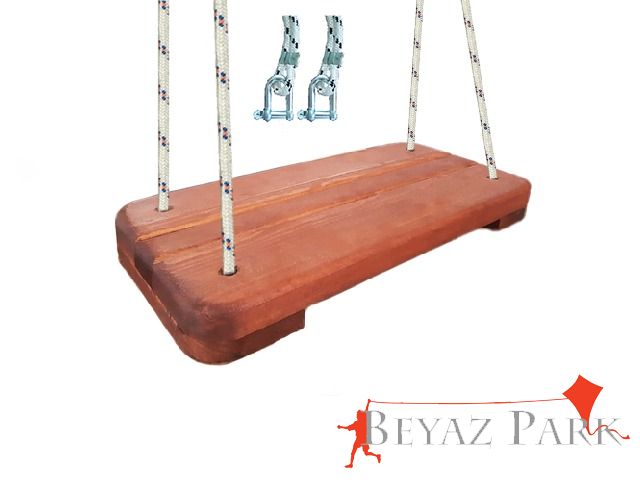 01 - Doğal Ahşap Park Salıncak Oturağı (Halatlı) - Çocuklar için