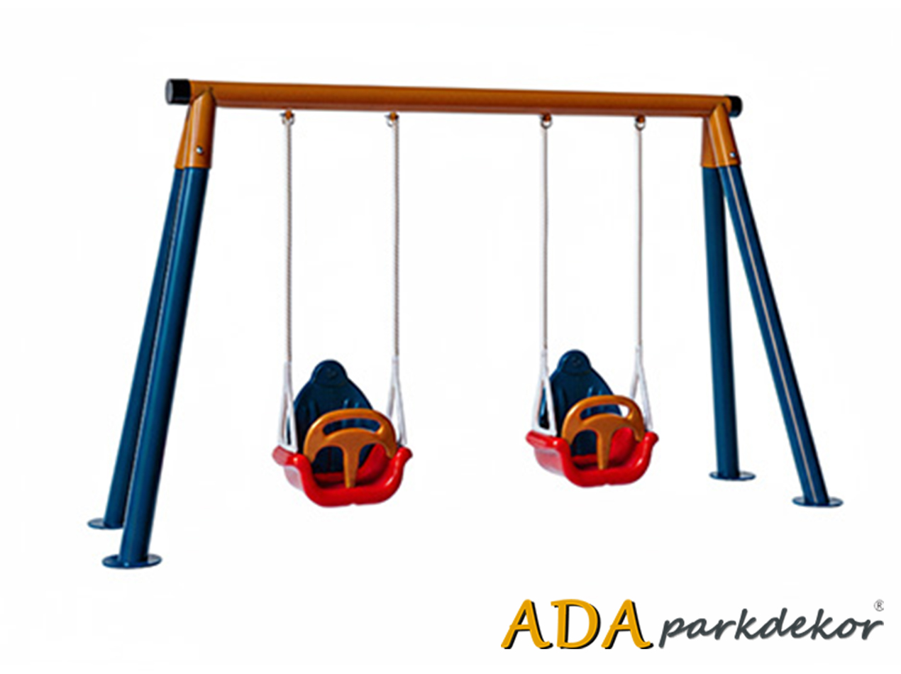 30713 - Metal İkili Bahçe Bebek ve Çocuk Salıncak Seti