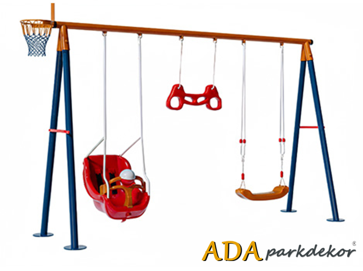 30716 - Metal Üçlü Bahçe Çocuk ve Bebek Salıncak Seti