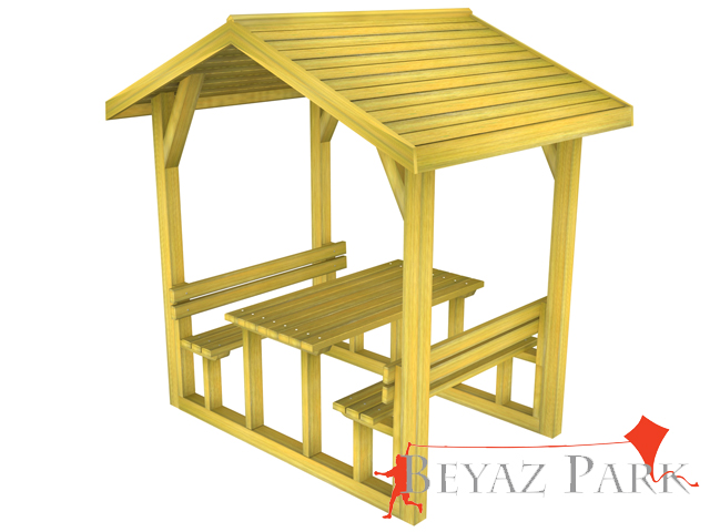 06 - 70410 Çatılı Piknik Masası (Ahşap) 210(L)x195(W)x250(H)