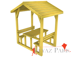 06 - 70410 Çatılı Piknik Masası (Ahşap) 210(L)x195(W)x250(H)
