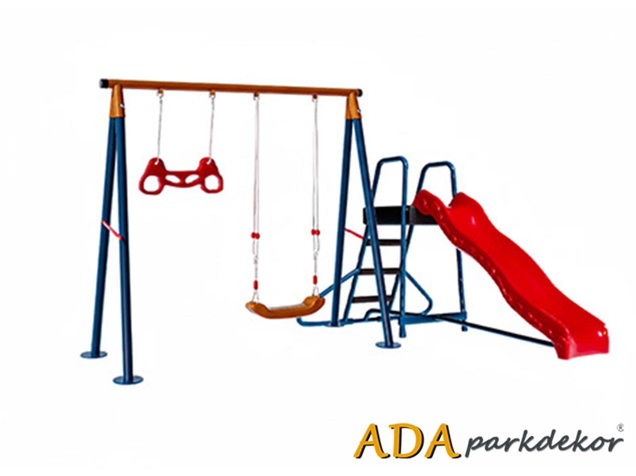 30714 - Komando İkili Bahçe Kaydırak Salıncak Seti