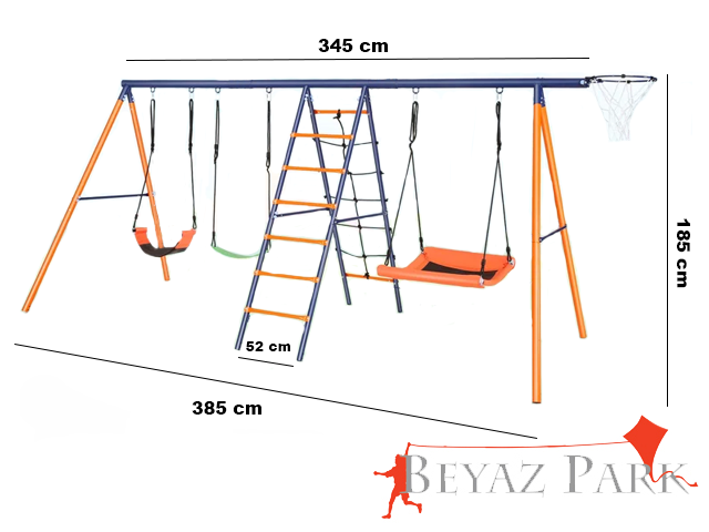 06 - 30740 - Metal Tırmanma + Kuluçka Salıncaklı Bahçe Salıncak Seti