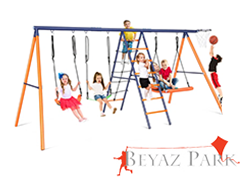 06 - 30740 - Metal Tırmanma + Kuluçka Salıncaklı Bahçe Salıncak Seti