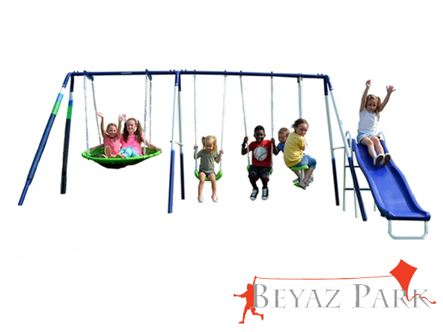 07 - 30750 - Metal Kaydıraklı Bahçe Salıncak Seti