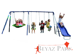 07 - 30750 - Metal Kaydıraklı Bahçe Salıncak Seti