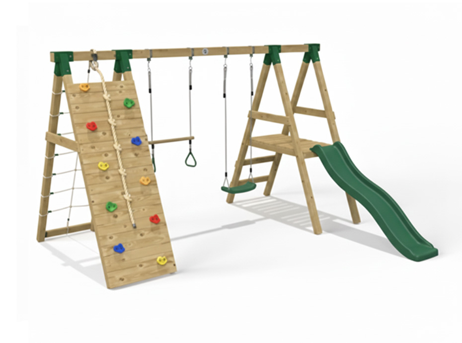 30640 Ahşap Tırmanmalı Kaydıraklı Salıncak Seti