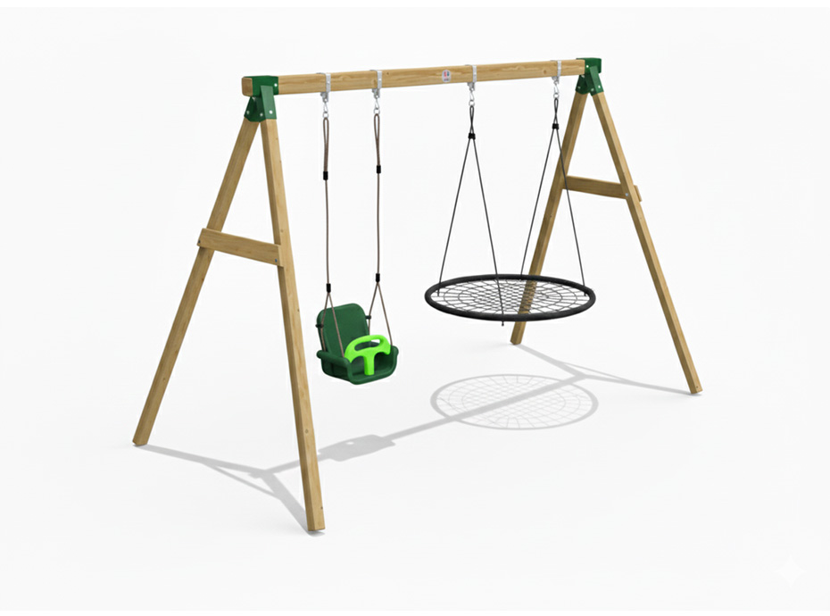 30615 Ahşap Kuluçka Salıncak Seti İkili