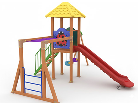 Ahşap Seri Çocuk Oyun Parkı - Park 04