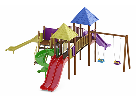 Ahşap Seri Çocuk Oyun Parkı - Park 06