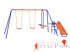 04 - 30725 - Metal İkili Salıncaklı Bahçe Salıncak Seti