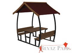 08 - 70427 Çatılı Piknik Masası (Metal) 255(L)x180(W)x260(H)