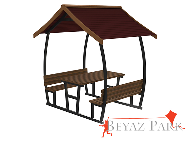 08 - 70427 Çatılı Piknik Masası (Metal) 255(L)x180(W)x260(H)