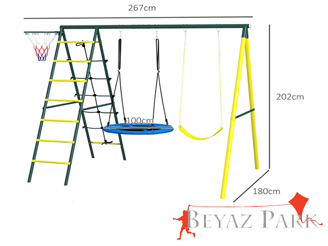 02 - 30715 - Metal Tırmanmalı Bahçe Kuluçka Salıncak Seti