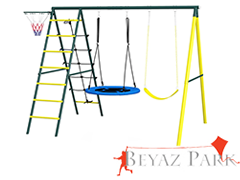 02 - 30715 - Metal Tırmanmalı Bahçe Kuluçka Salıncak Seti