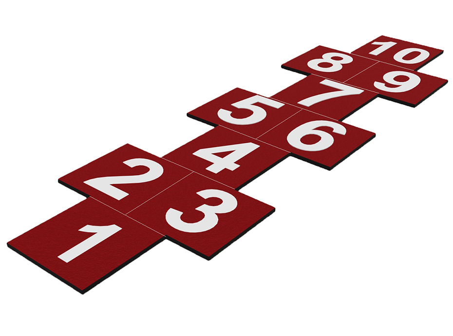 04-61500 Rakam Seksek Oyun Takımı 10'LU (40x40x2cm Bordo-Sarı-Siyah-yeşil ve Beyaz)