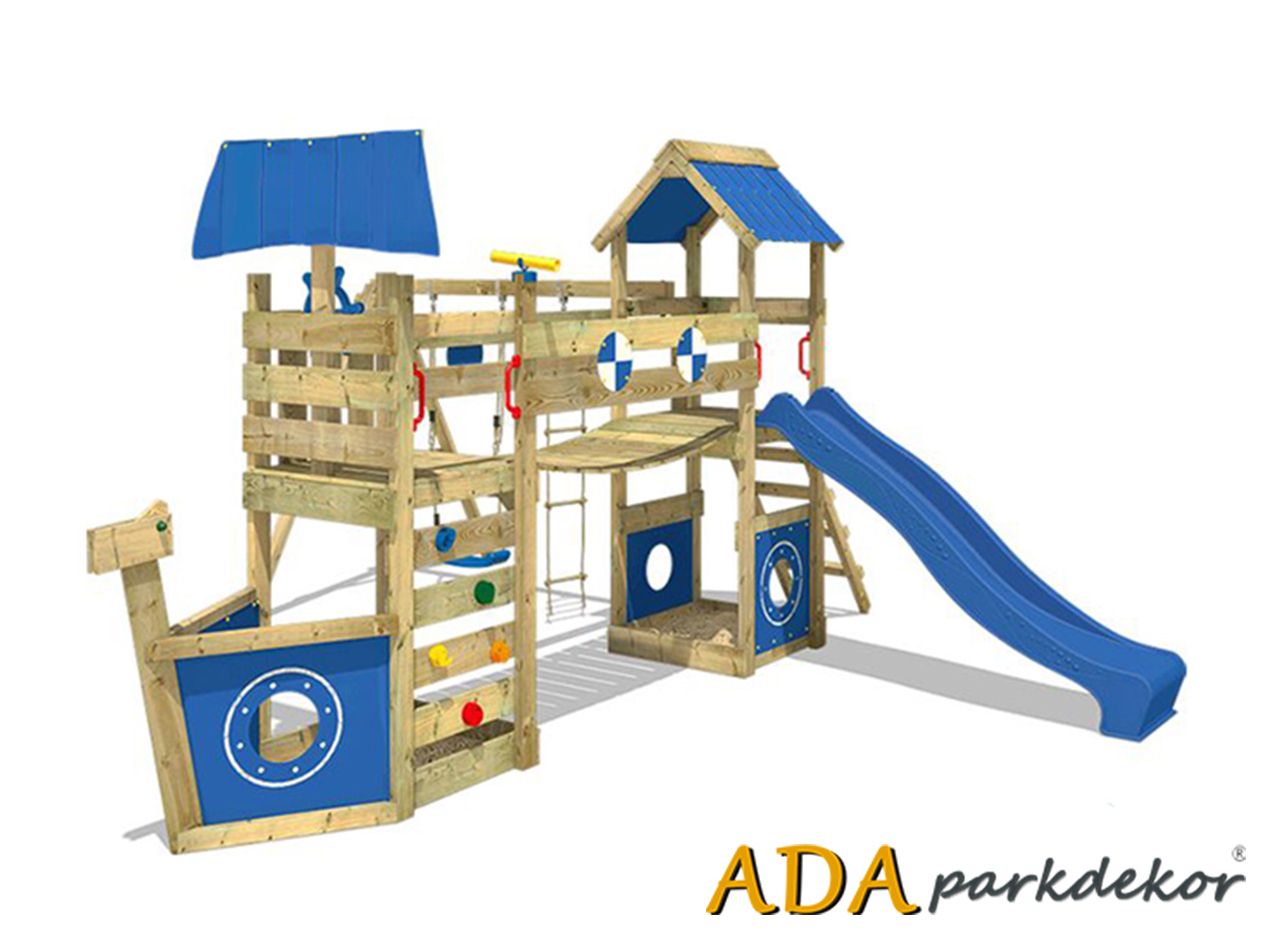 30692 Ahşap Kaydıraklı Tırmanmalı Oyun Evi